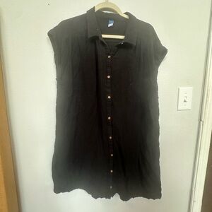 Old Navy Black Button-Up Dress